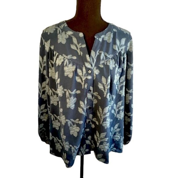 The Pioneer Woman Blue Button Front Women’s Blouse Size Large - Picture 1 of 10